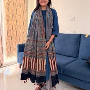 Indigo Ajrakh Handblock Cotton Kurta Suit Set with Dupatta