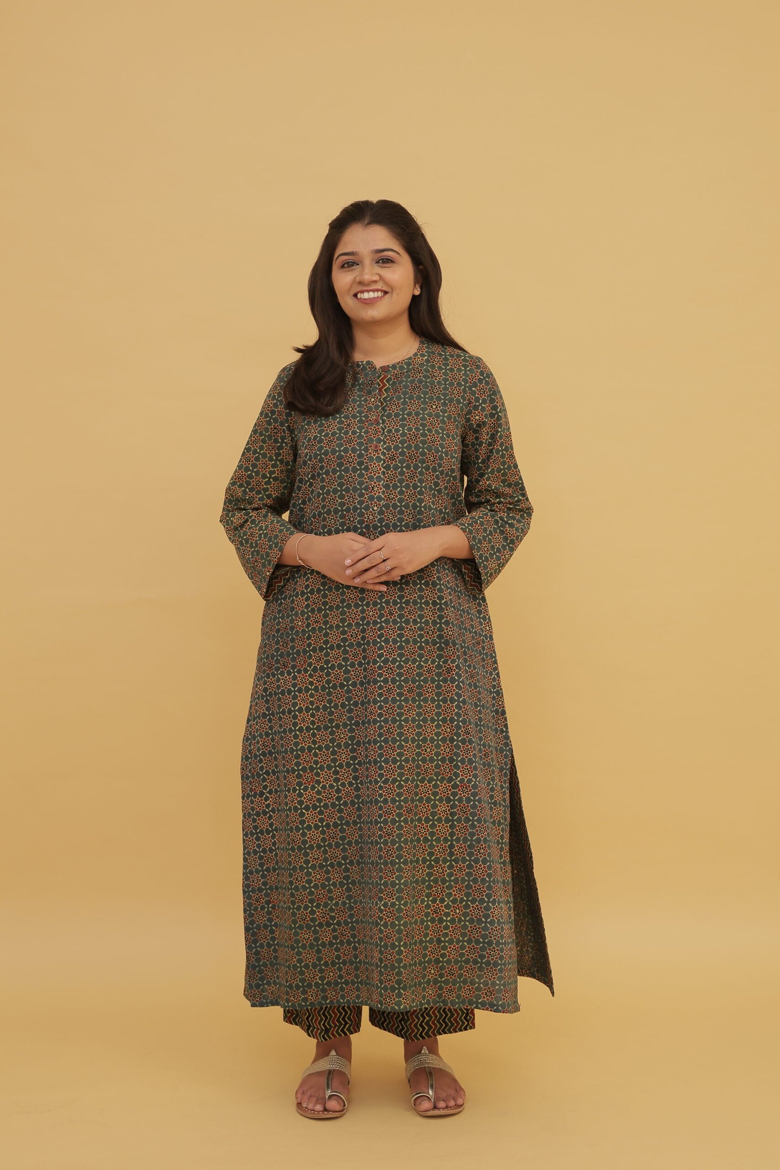 Ziya Green Ajrakh Cotton Straight Co-ord Set - Image 3