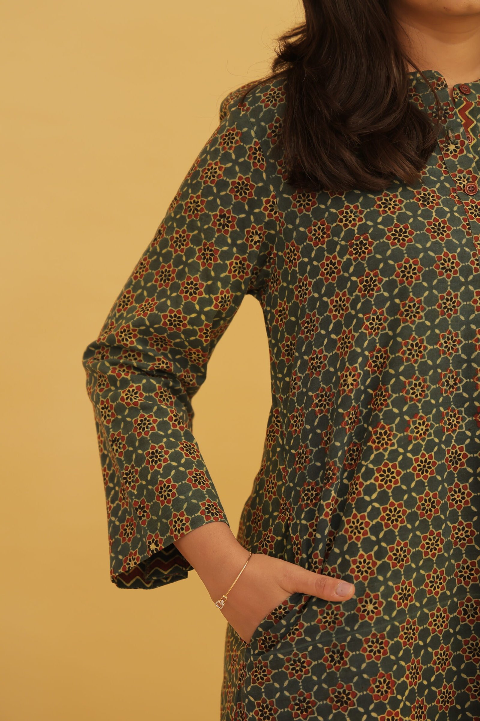 Ziya Green Ajrakh Cotton Straight Co-ord Set - Image 4