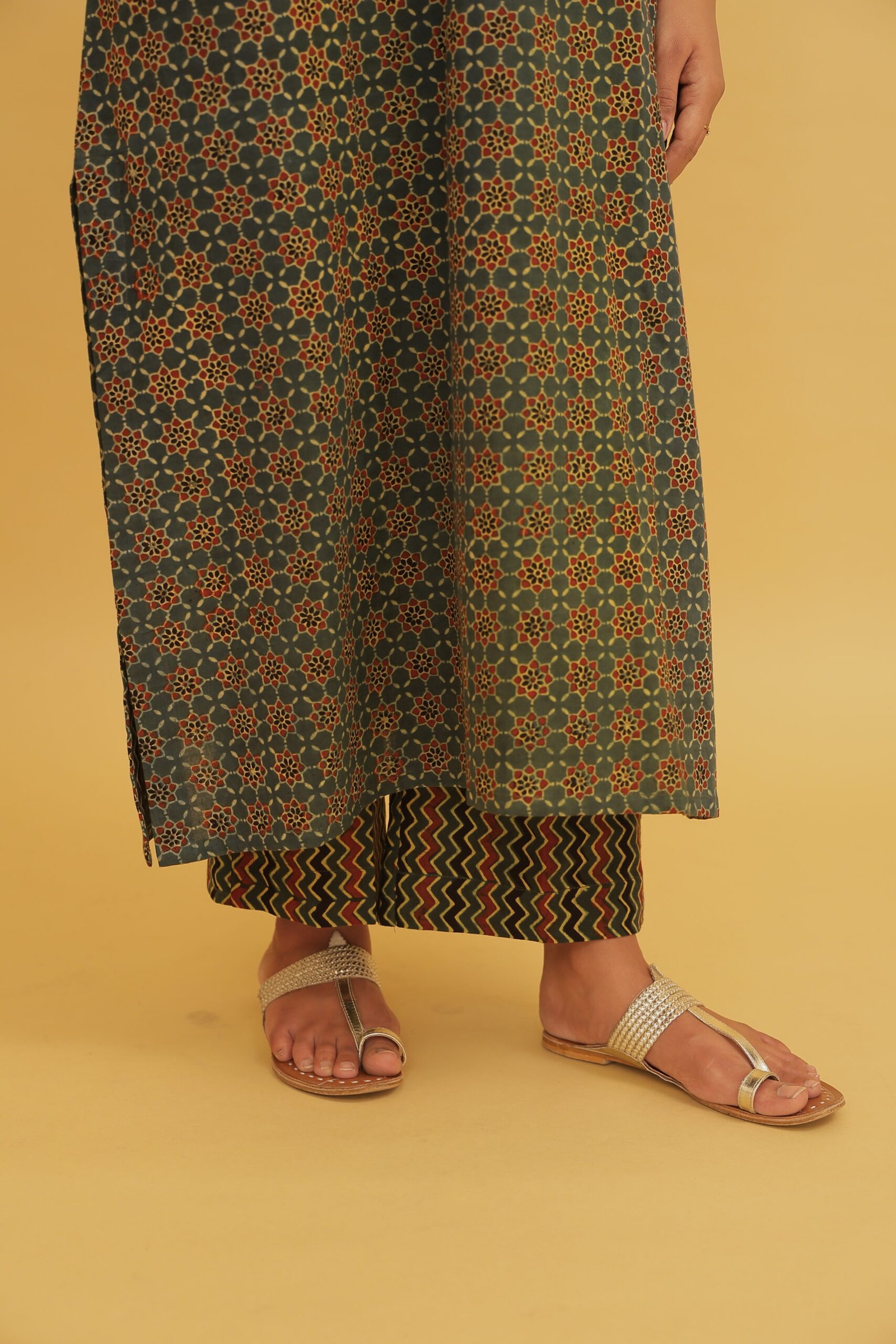 Ziya Green Ajrakh Cotton Straight Co-ord Set - Image 7