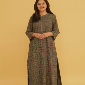 Ziya Green Ajrakh Cotton Straight Co-ord Set