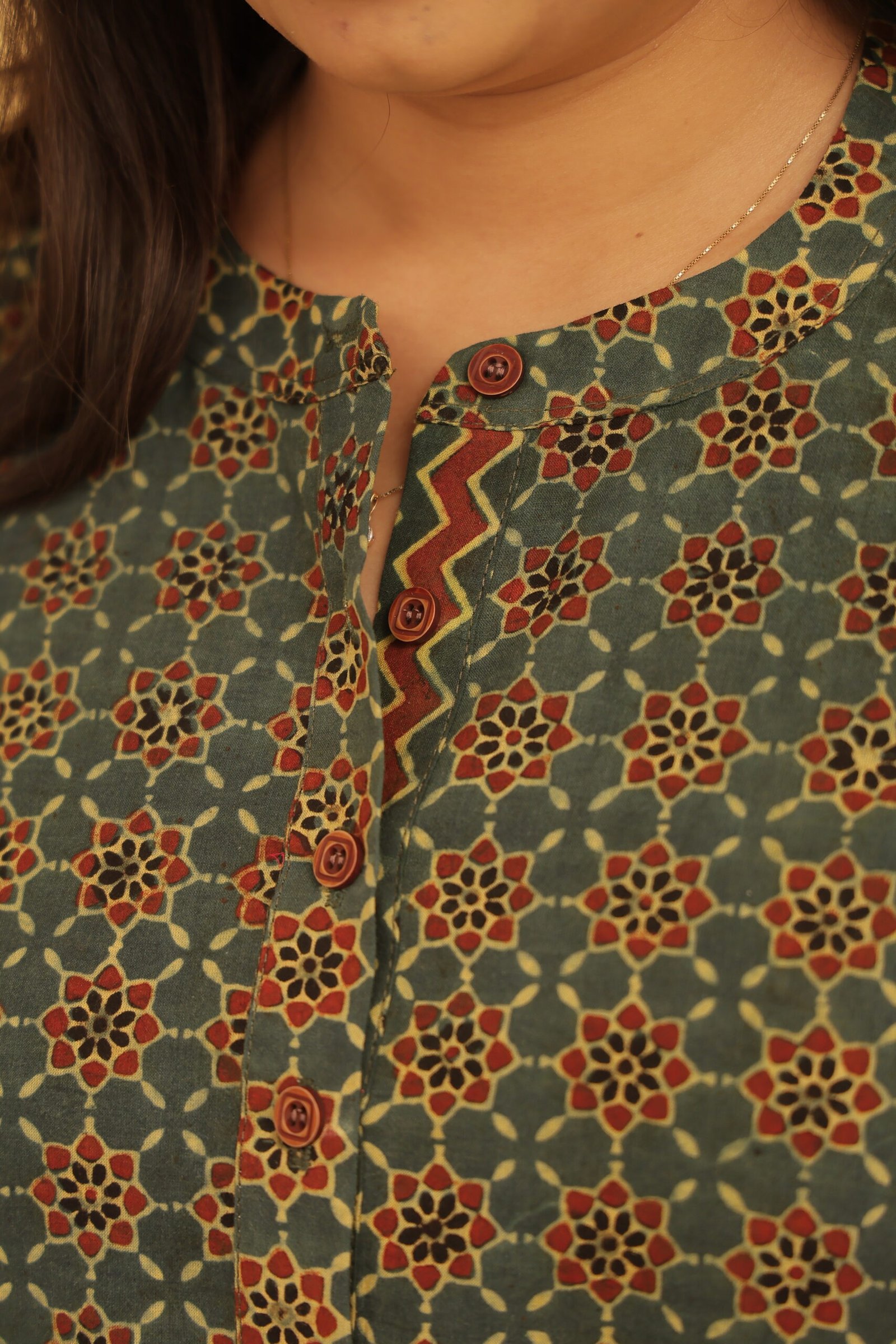 Ziya Green Ajrakh Cotton Straight Co-ord Set - Image 5