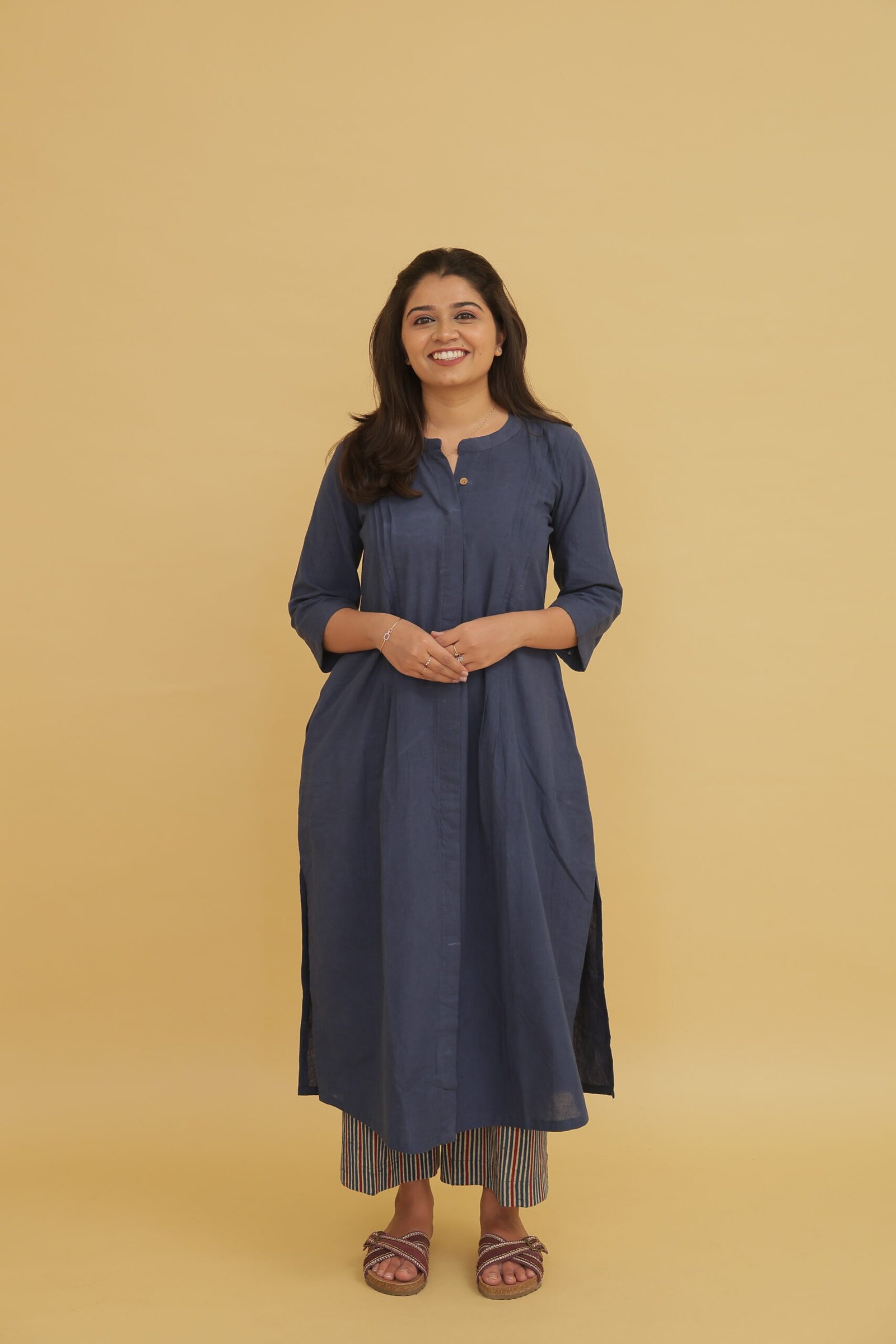 Indigo Ajrakh Cotton Kurta Suit Set with Dupatta - Image 2