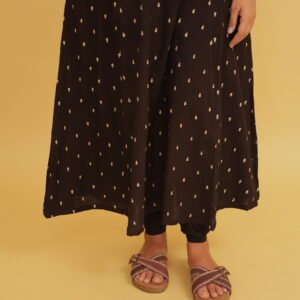 Ambar Black Solid Slub Cotton Churidar