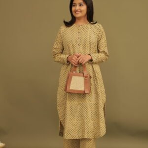 Zifa Yellow Ajrakh Cotton Co-ord Set