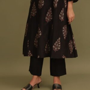 Black Naturally Dyed Chanderi Silk Pant