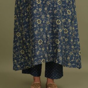 Indigo Ajrakh Handblock Chanderi Silk Pant