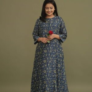 Roohani Indigo Ajrakh Chanderi Silk Co-ord Set