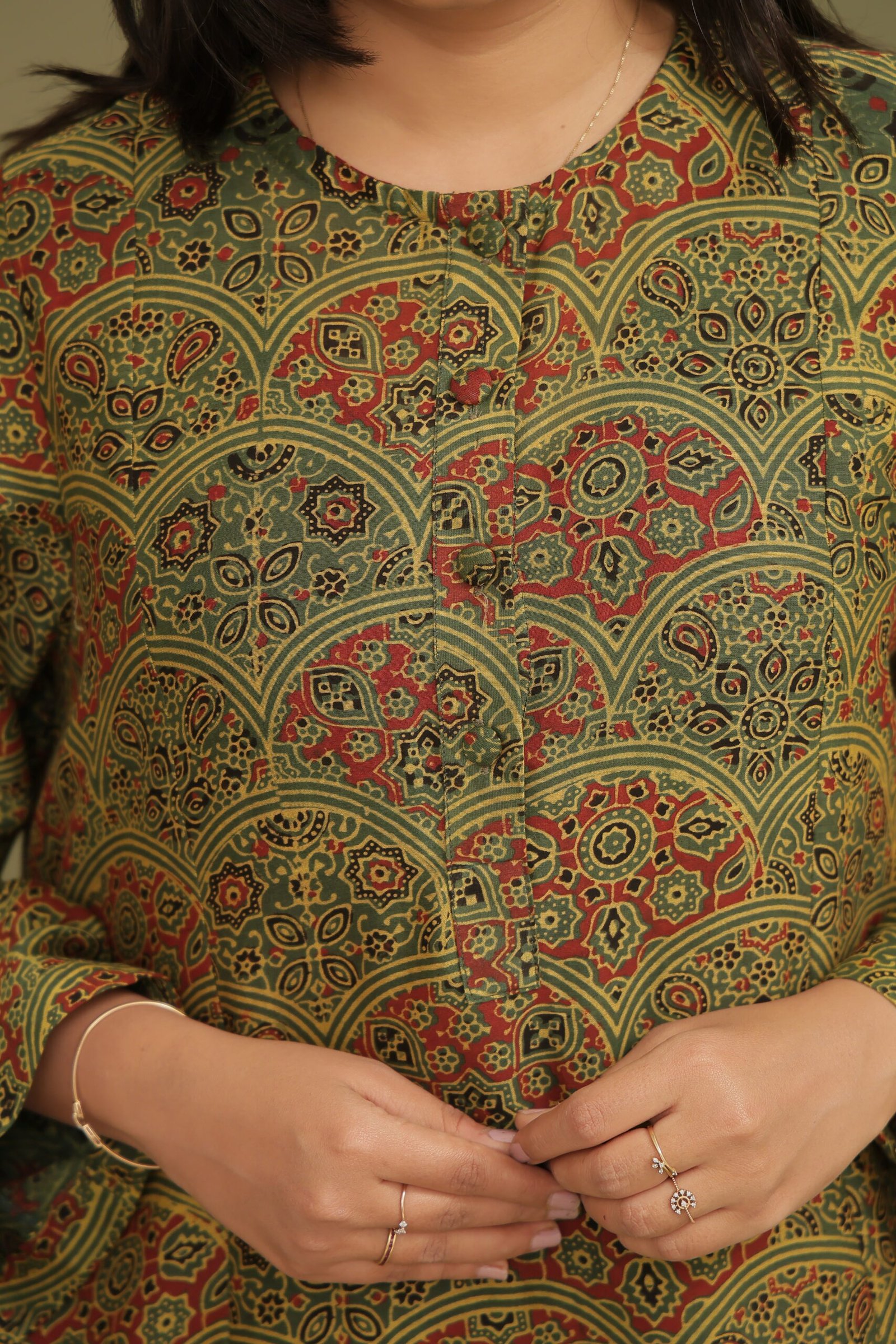 Zeel Green Ajrakh Chanderi Silk Co-ord Set - Image 3