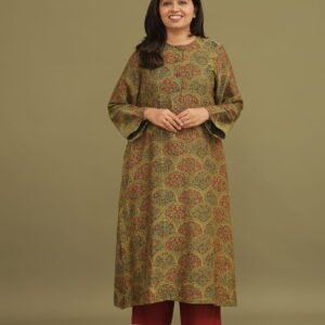 Zeel Green Ajrakh Chanderi Silk Co-ord Set