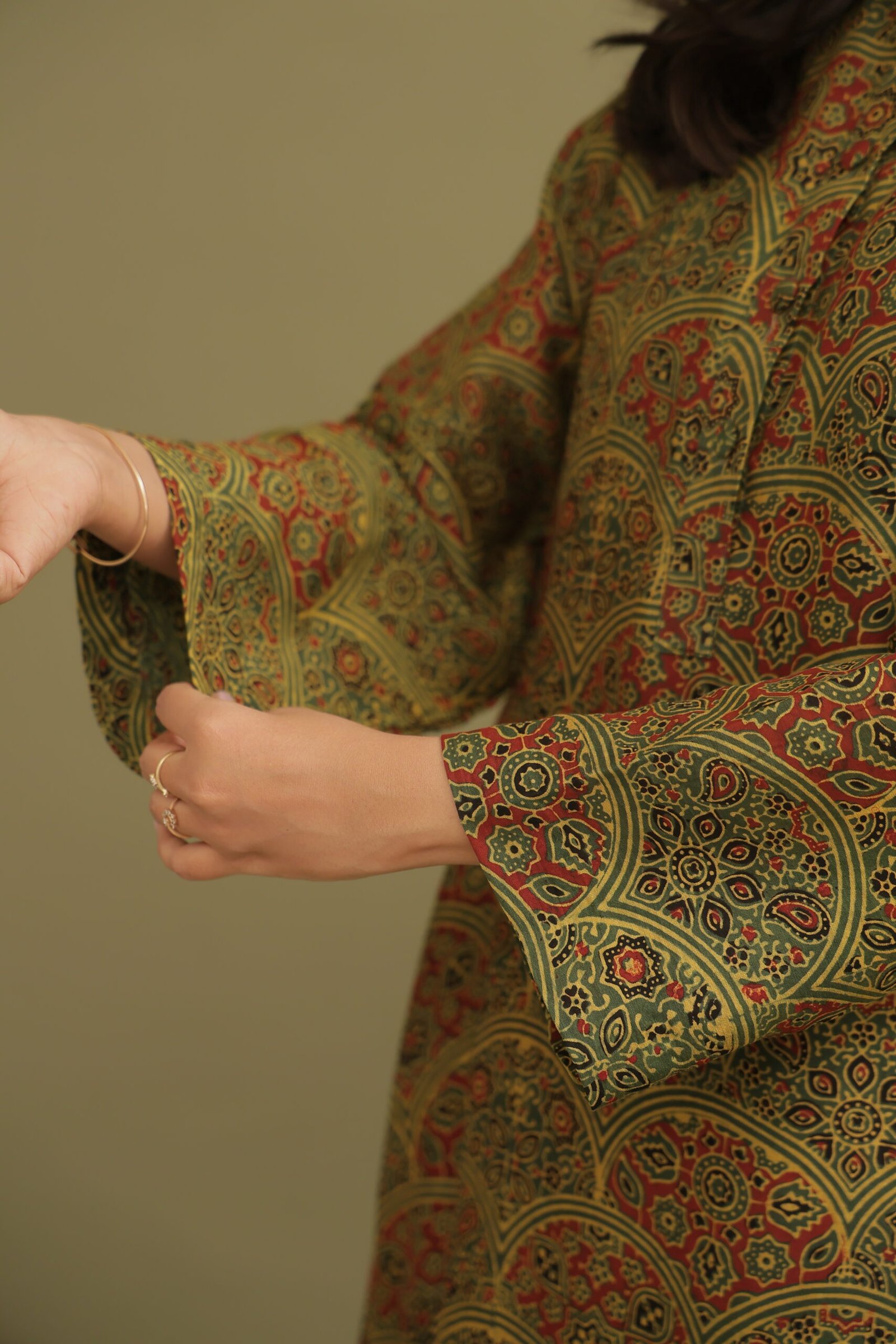 Zeel Green Ajrakh Chanderi Silk Co-ord Set - Image 6