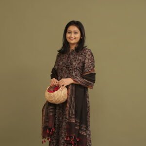 Zoya Black Ajrakh Chanderi Silk Co-ord Set