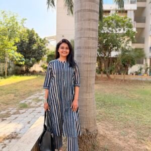 Aksa Indigo Handblock Printed Ajrakh Cotton Straight Co-ord Set