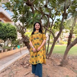 Rhia Yellow Handblock Printed Ajrakh Cotton Co-ord Set