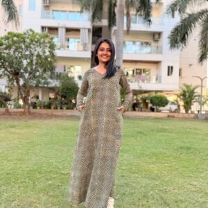 Saira Ajrakh Handblock Printed Cotton Kali Kurta