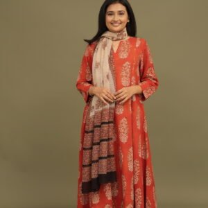 Kesar Bagru Handblock Cotton Kali A-line Kurta