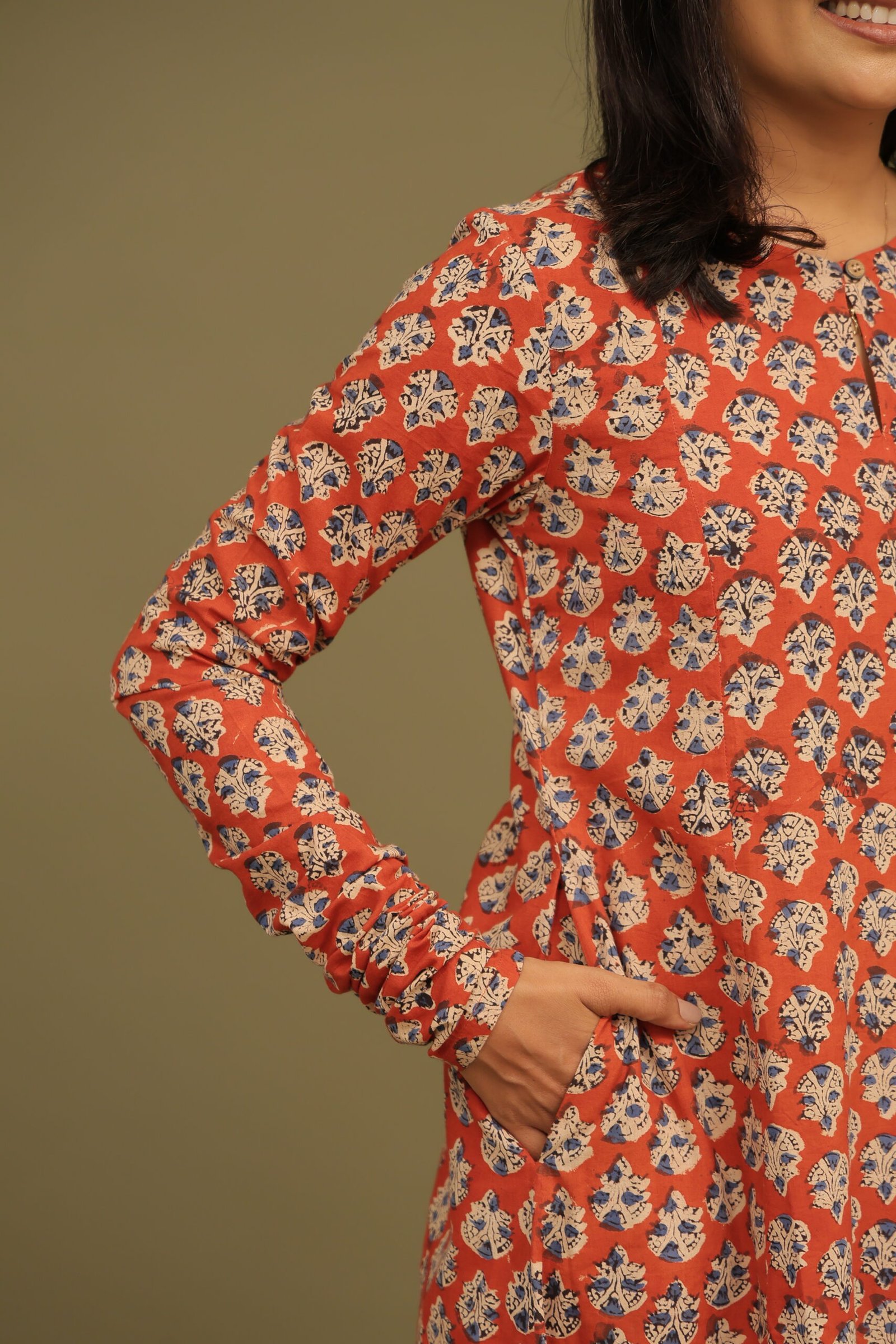Meher Bagru Handblock Cotton Kali Kurta - Image 2