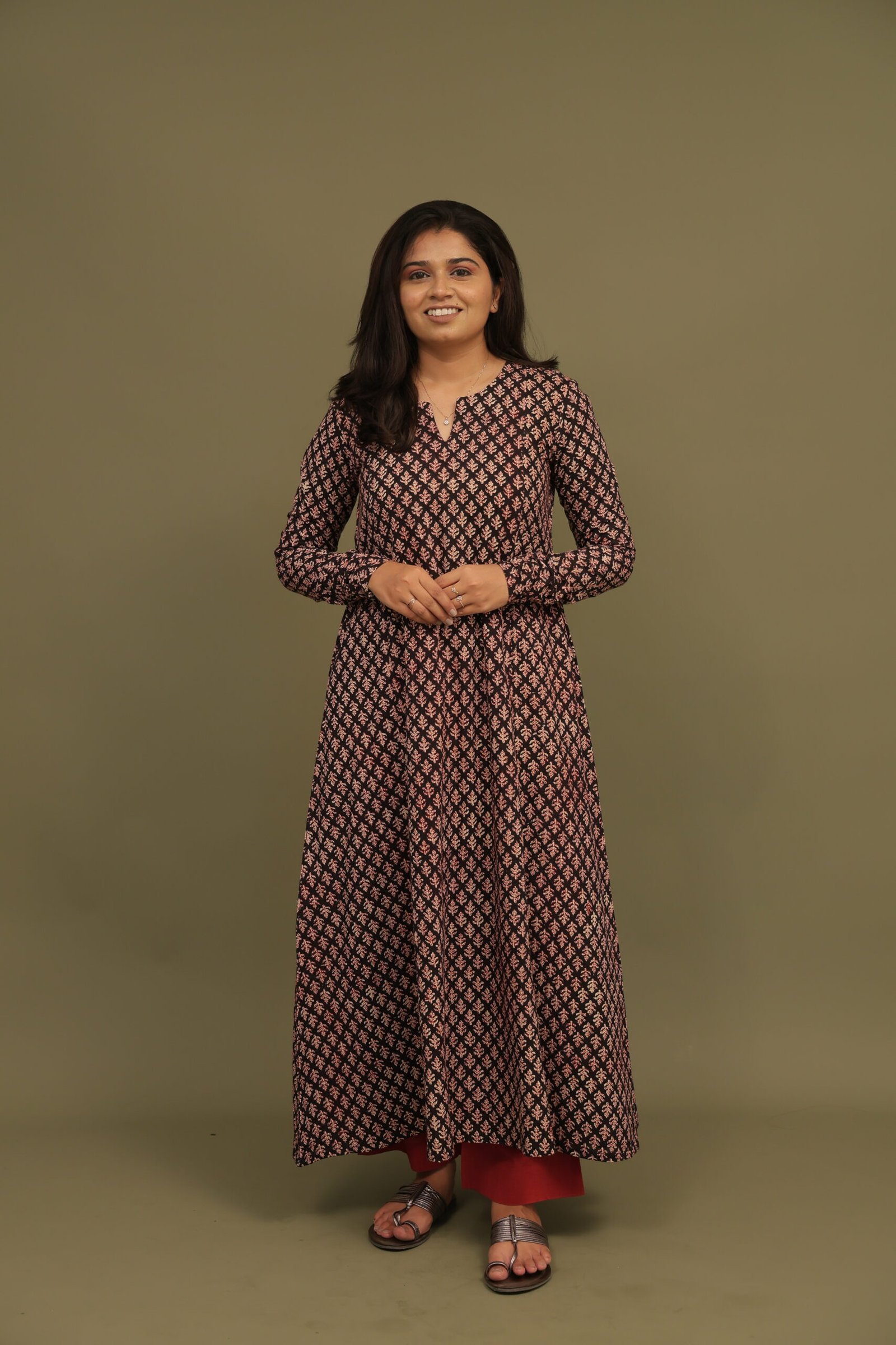 Nargis Bagru Handblock Cotton Kali Kurta