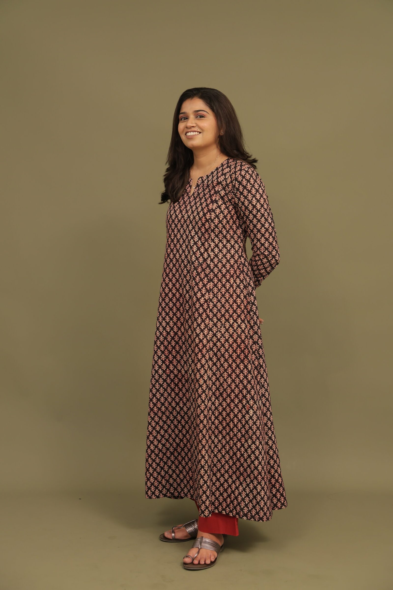 Nargis Bagru Handblock Cotton Kali Kurta - Image 4