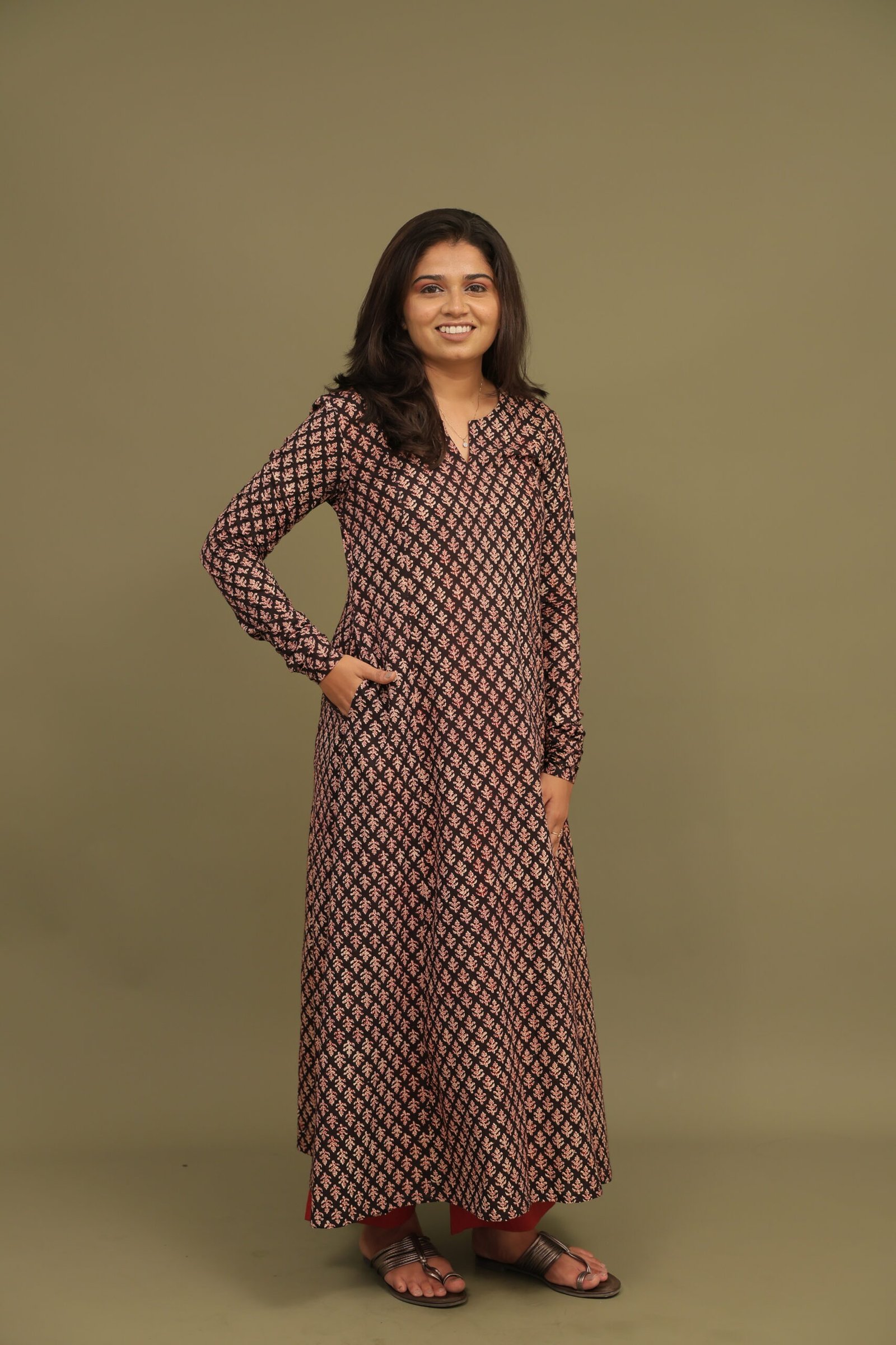 Nargis Bagru Handblock Cotton Kali Kurta - Image 2
