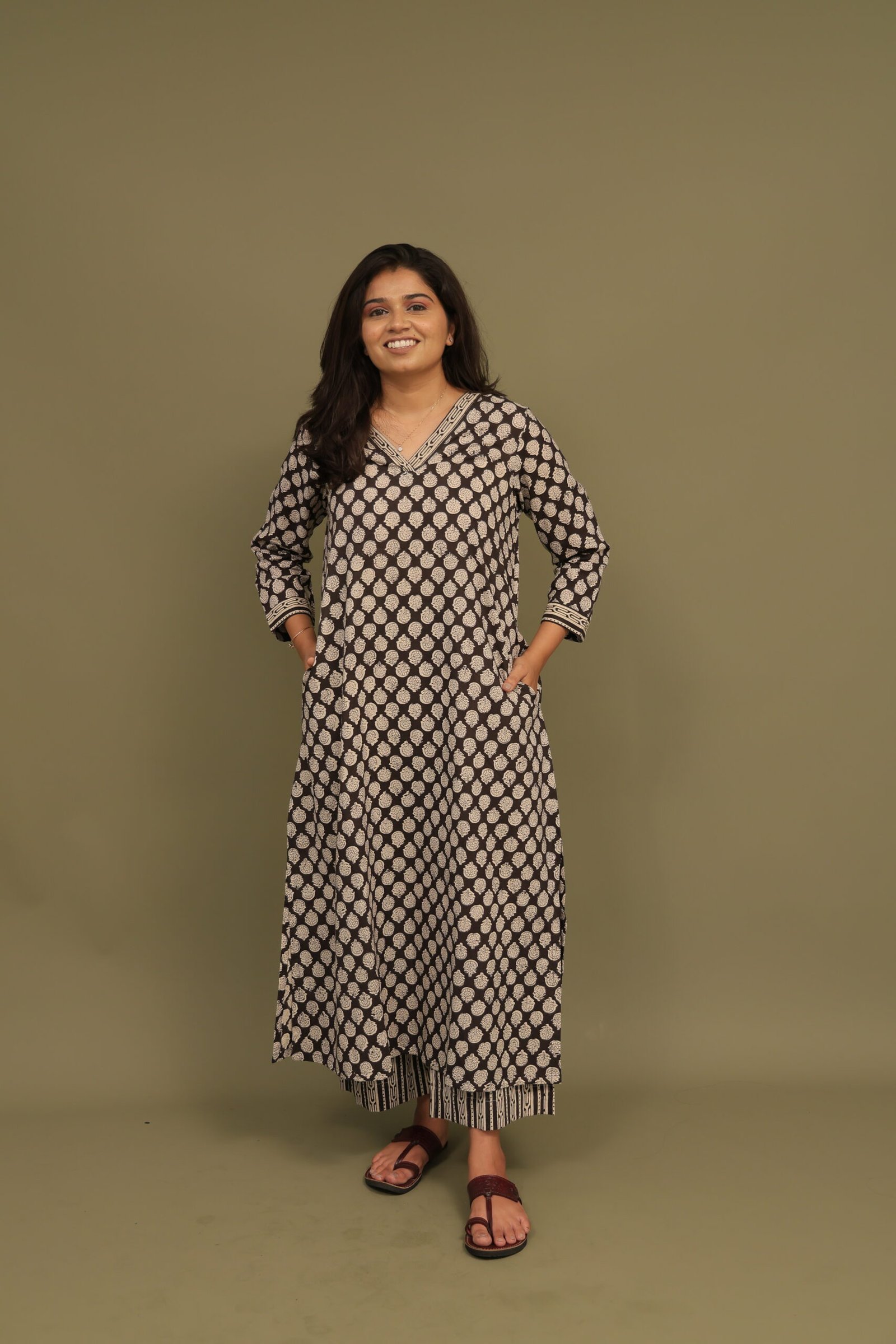 Sanjh Bagru Handblock Cotton Straight Kurta