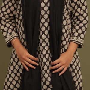 Black Solid Plain Kota Doria Dupatta