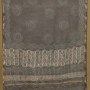 Indigo Dabu Handblock With Zari Border Kota Doria Dupatta