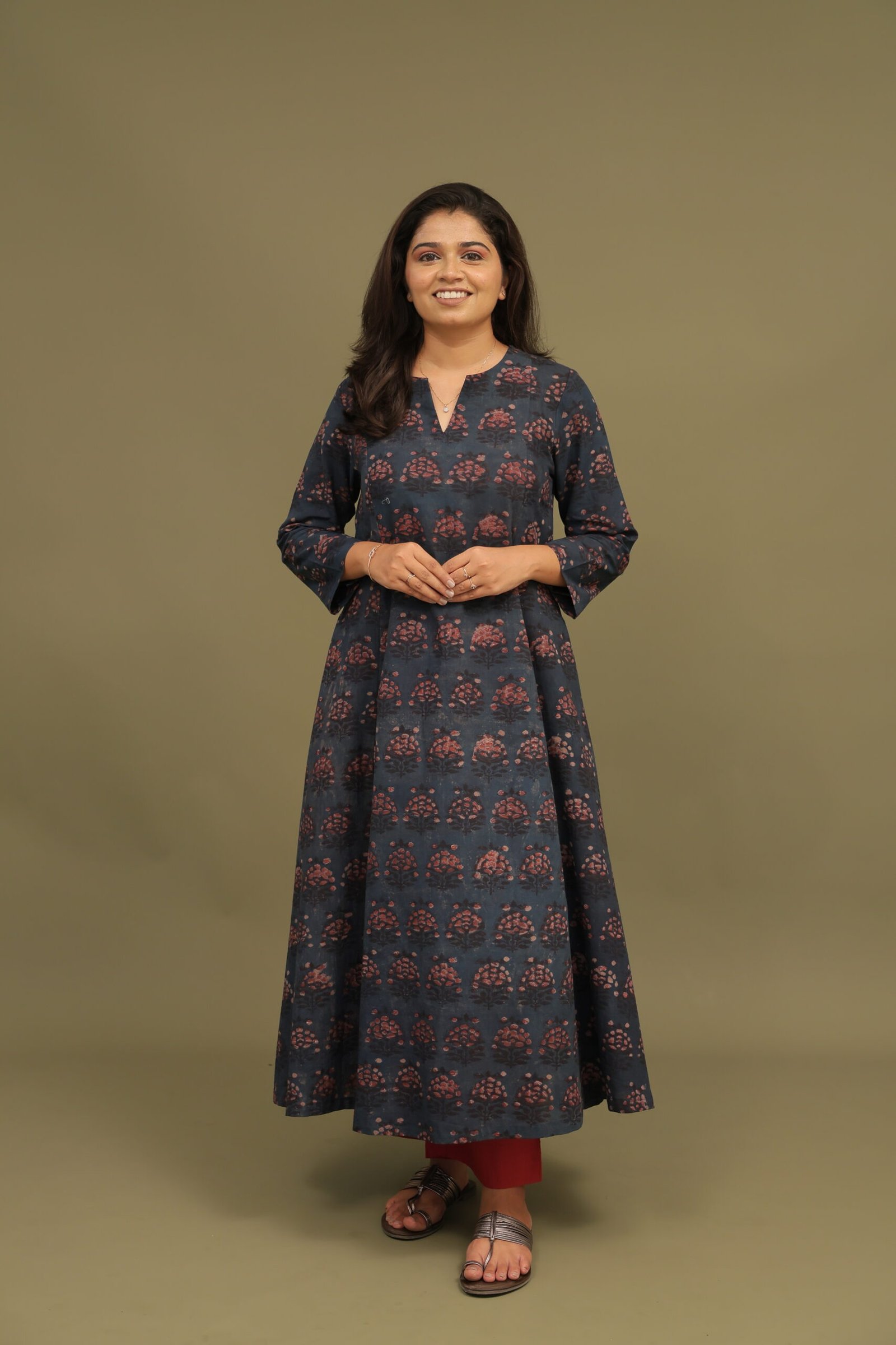 Juhi Bagru Dabu Handblock Cotton A-line Kali Kurta - Image 3