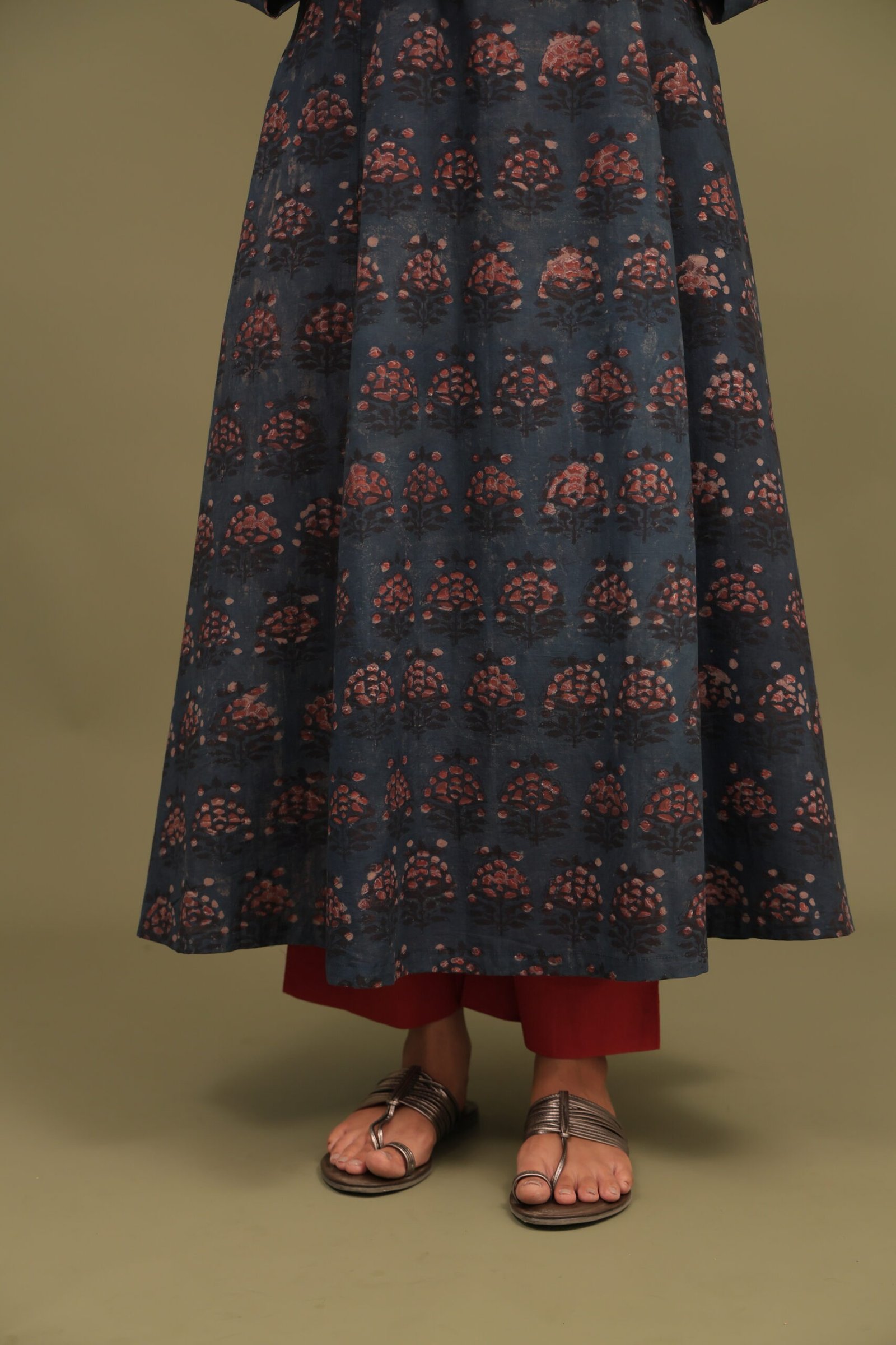 Juhi Bagru Dabu Handblock Cotton A-line Kali Kurta - Image 4