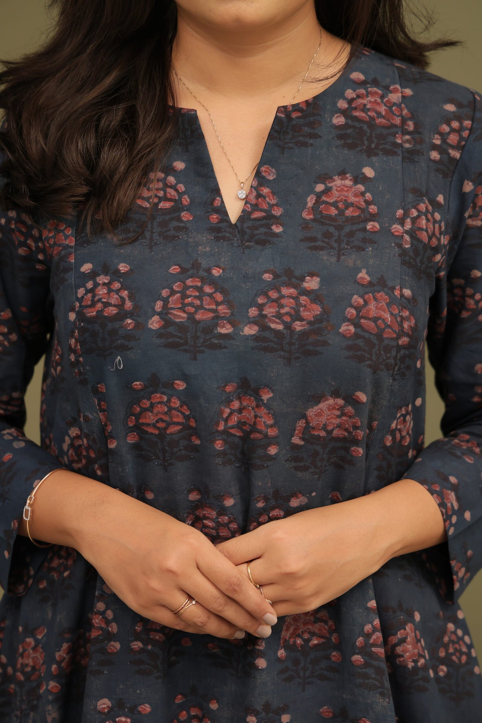 Juhi Bagru Dabu Handblock Cotton A-line Kali Kurta - Image 8