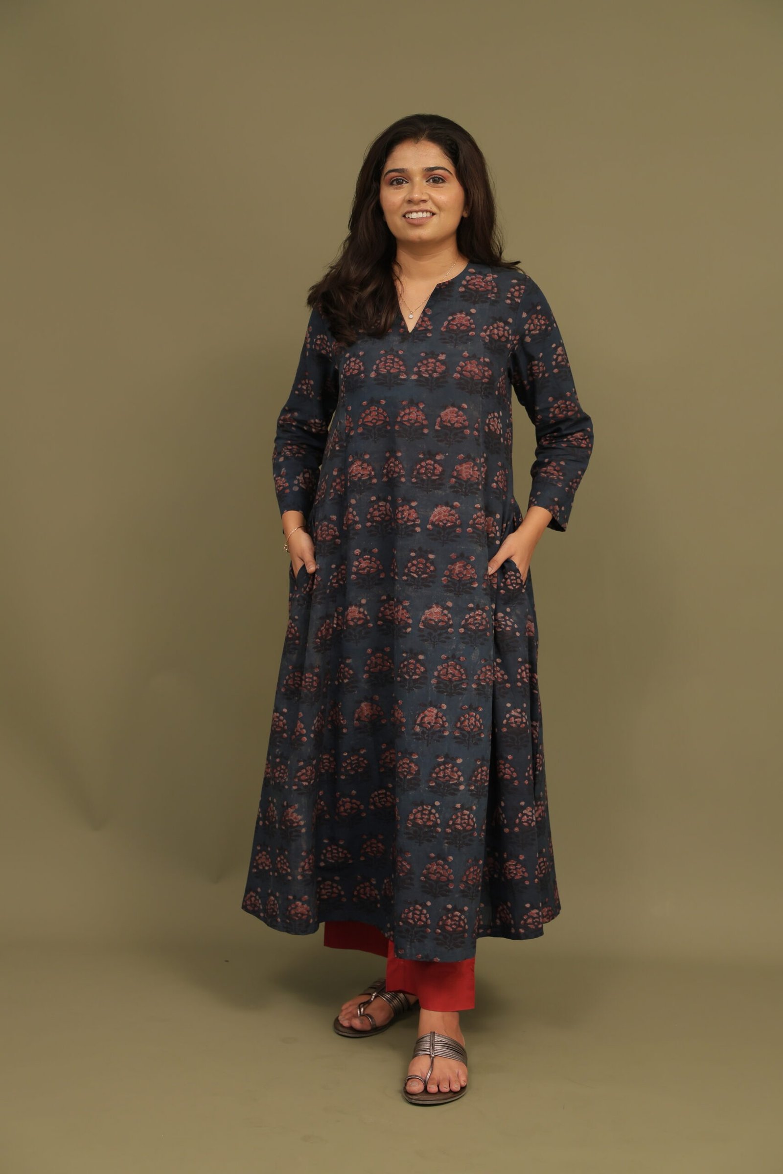 Juhi Bagru Dabu Handblock Cotton A-line Kali Kurta - Image 2