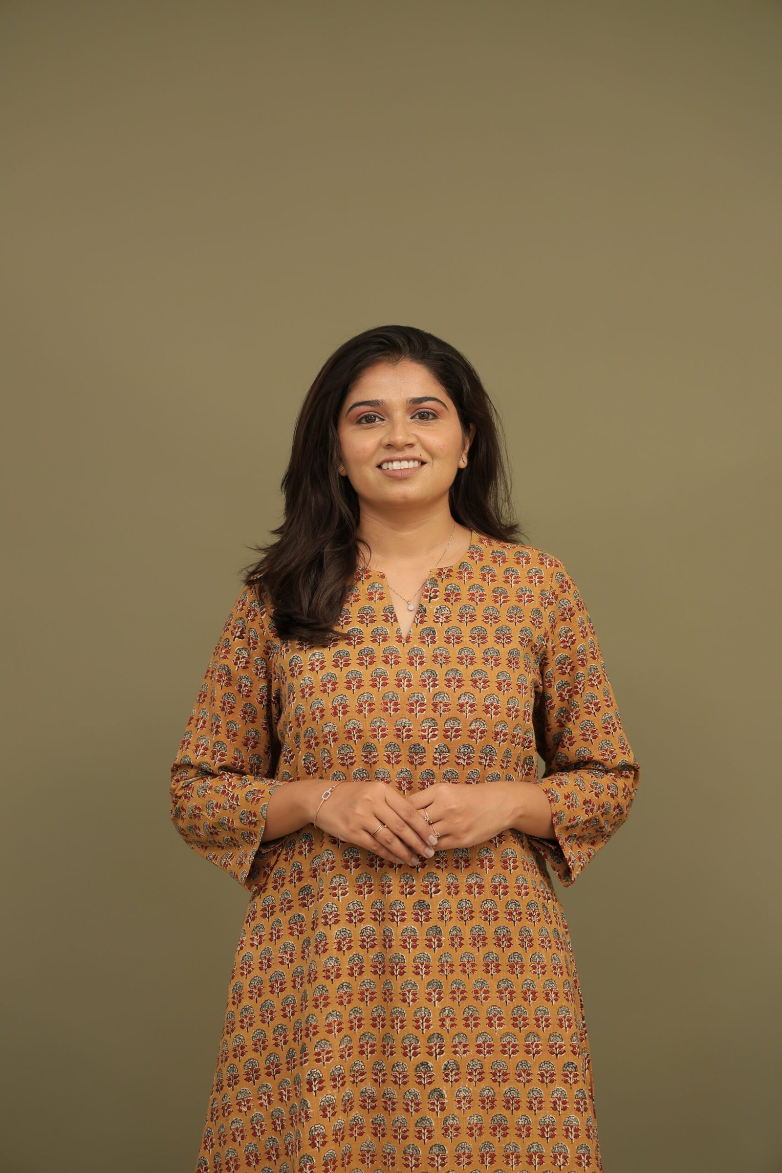 Tara Bagru Handblock Slub Cotton A-line Kurta - Image 7