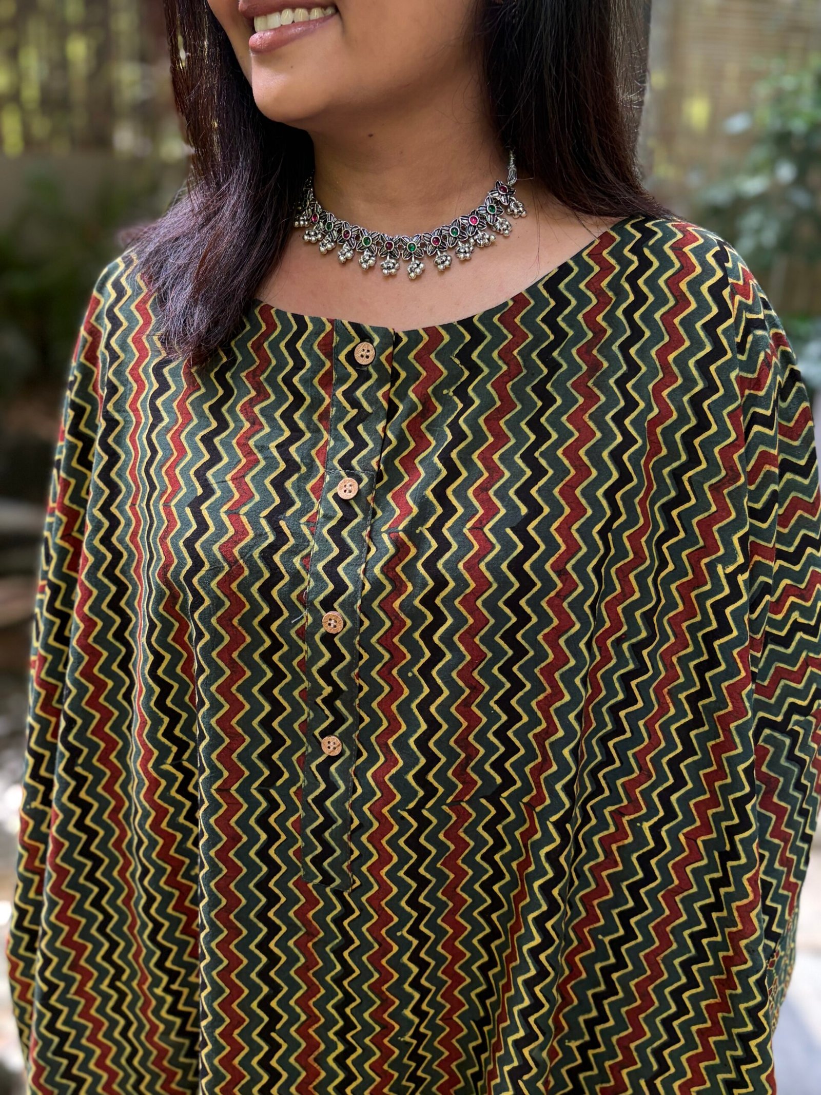 Mira Handblock Printed Ajrakh Cotton Co-ord Set - Image 3