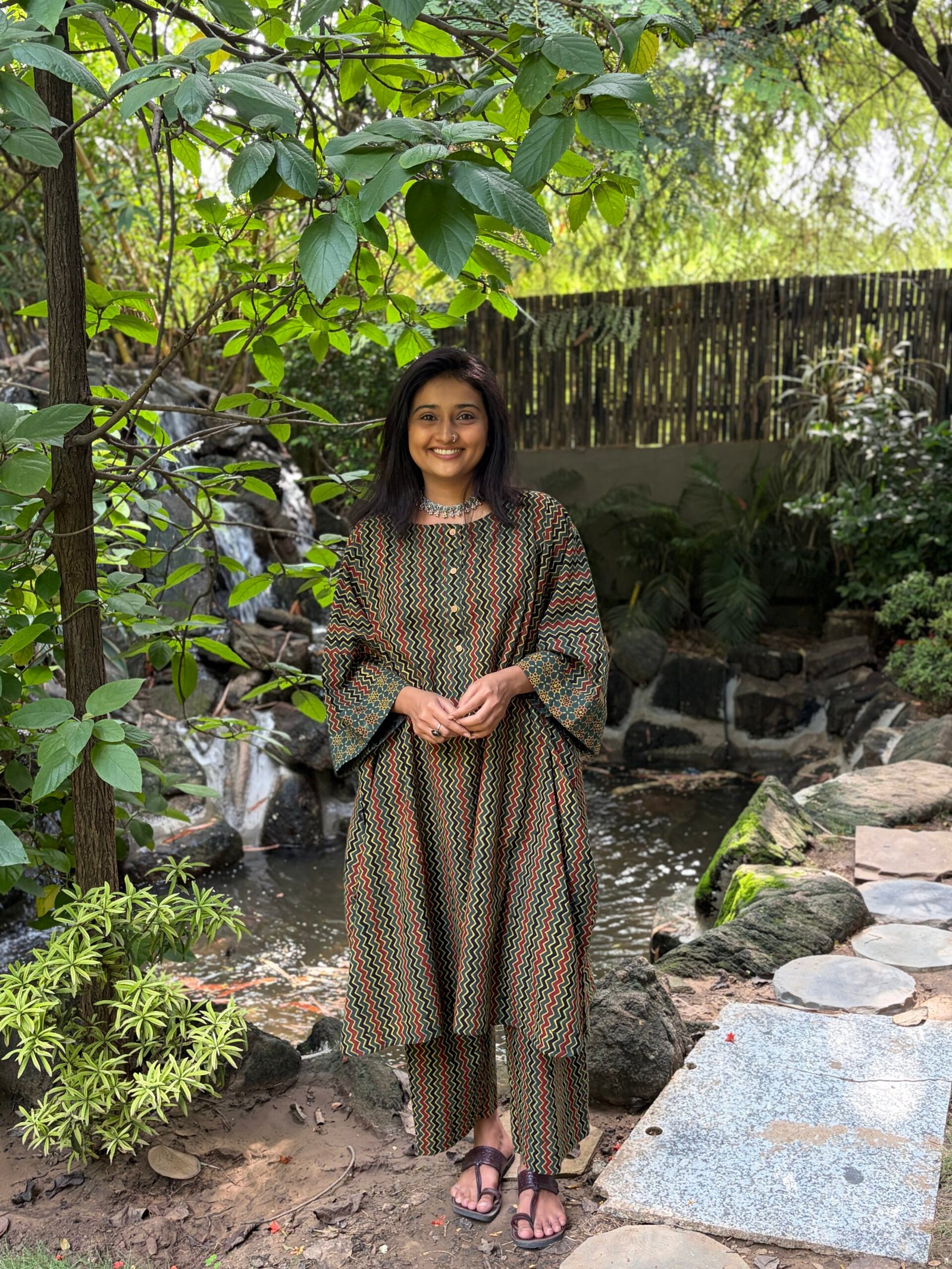 Mira Handblock Printed Ajrakh Cotton Co-ord Set - Image 2
