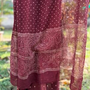 Ambar Maroon Ajrakh Mul Cotton Dupatta